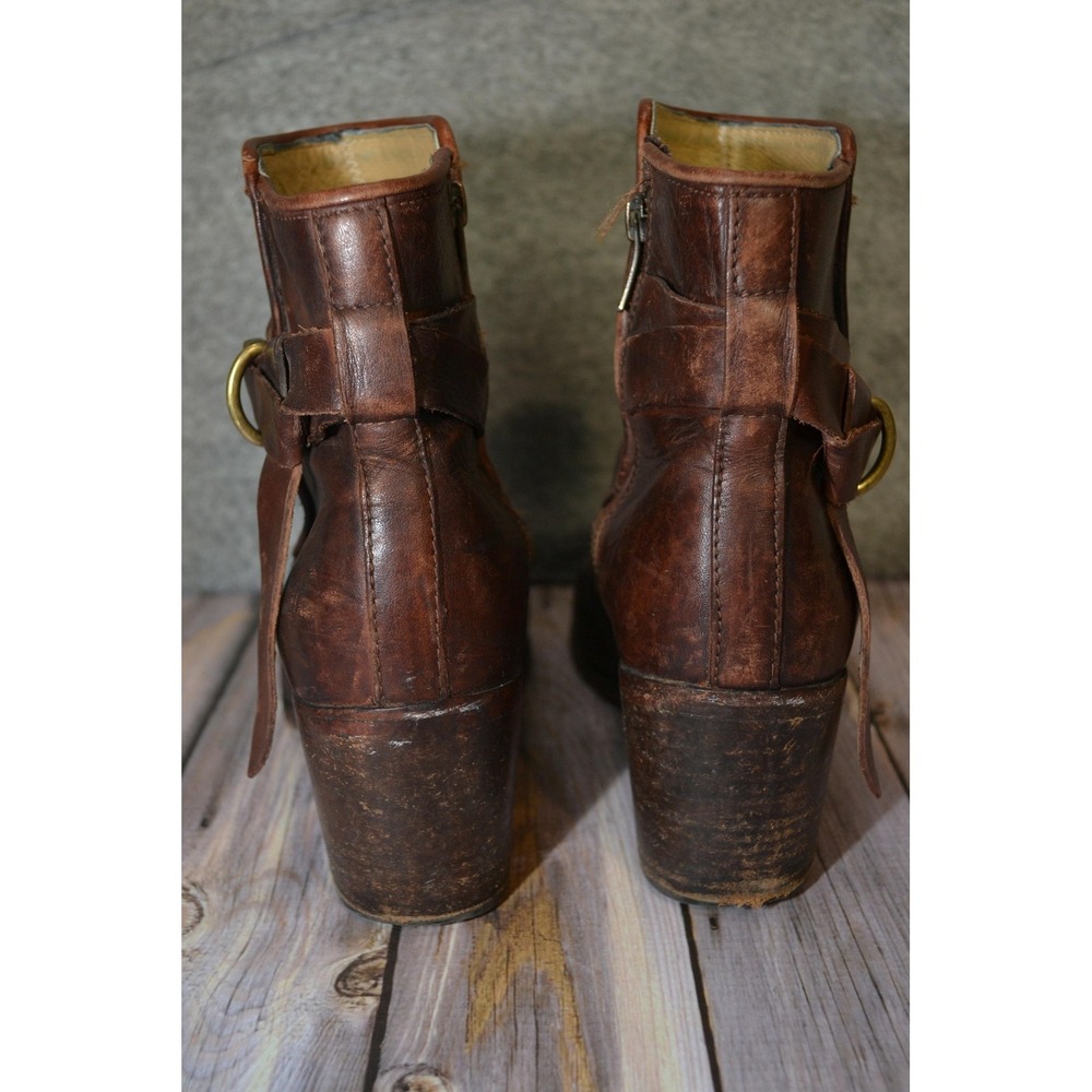 Frye Boots Womens Size 9 B Brown Leather Ankle Buckle Booties Malorie Knotted - Picture 6 of 14